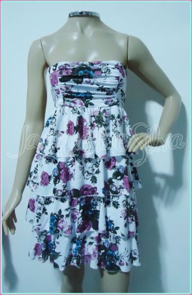 Vestido sem alça babados COD263